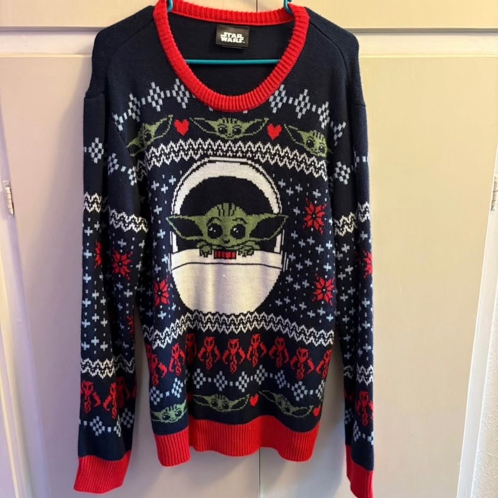 Star Wars Sweater Grogu Baby Yoda Ugly Christmas Holiday Mens Large